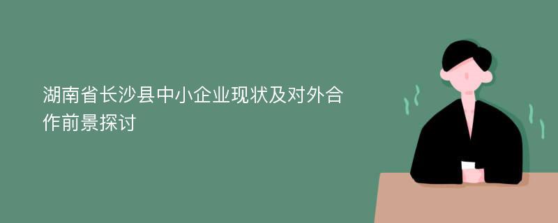 湖南省长沙县中小企业现状及对外合作前景探讨